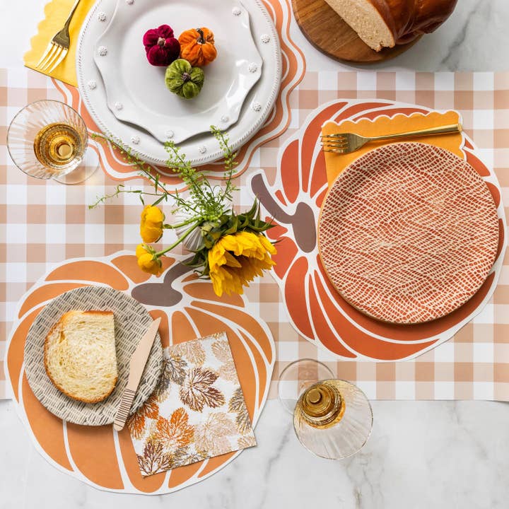 Gatherings by Curated Paperie - Venta al por mayor Manteles/corredores de mesa desechables - Camino de mesa de papel a cuadros vichy marrón