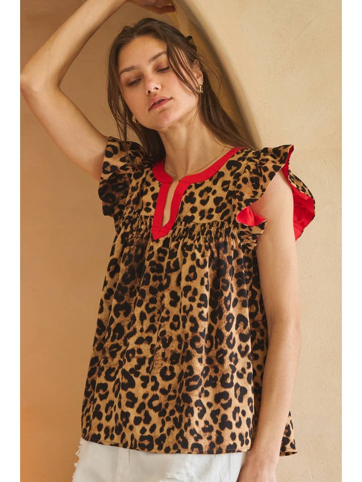 Oddi - Wholesale Blouse - Women's - Plus Leopard Printed Top