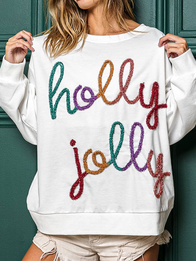 UNISHE - Wholesale Sweatshirt - Women's - Holly Jolly Christmas Pullover Sweatshirt FHB0413
