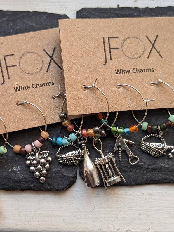 Vinälskare Vinglasmarkörer (Set om 4) för wholesale av JFOX Jewelry