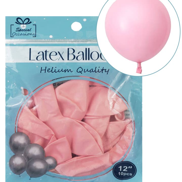 Pink Latex Party Balloon, 12in, 10ct for wholesale by Angels Craft
