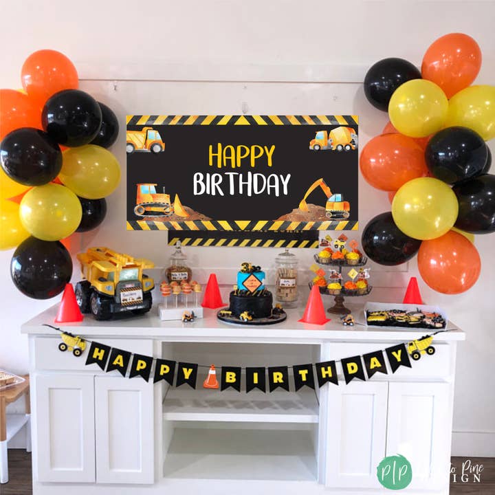 Palm to Pine Design - Wholesale Party Sign/Banner - Construction Birthday Banner for Boys, Printed on Vinyl4
