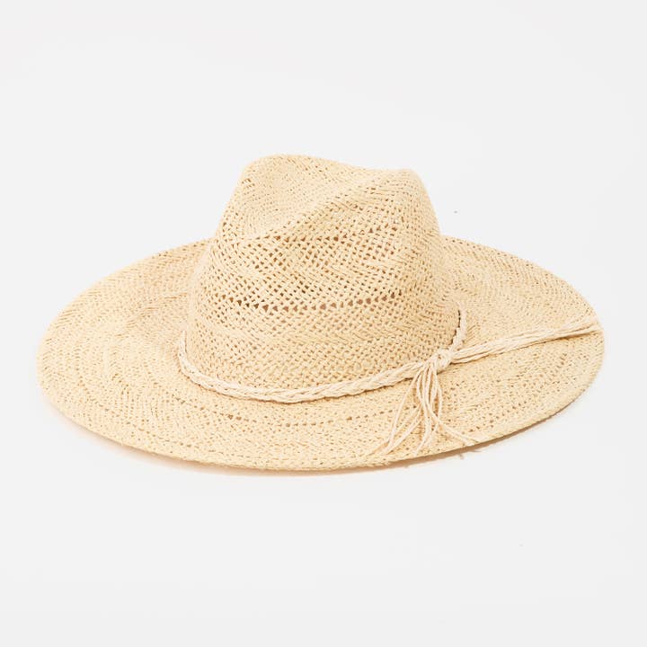 Collections by Fame Accessories - Wholesale Straw Hat - Women's - Braided Rope Band Straw Hat
