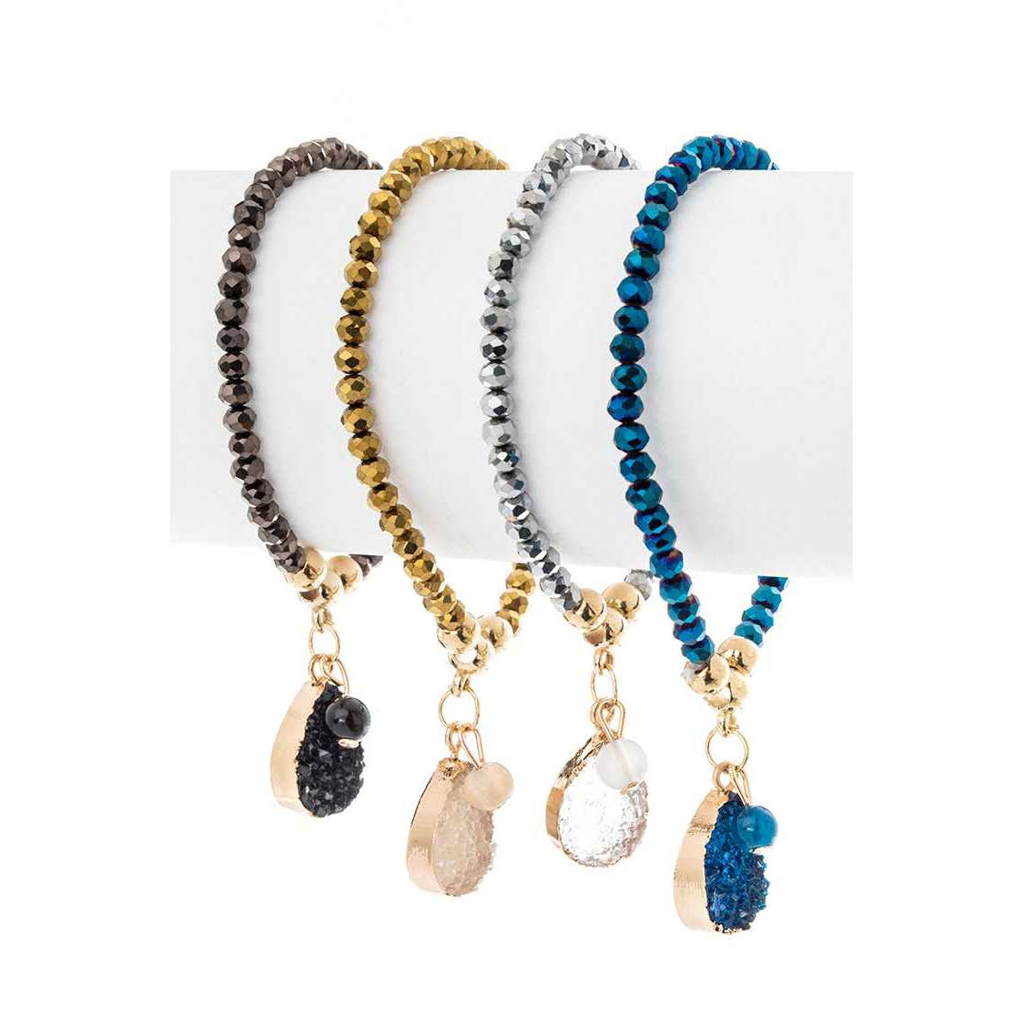 Artini Accessories – wholesale Jewellery set – Druzy Drop Crystal Stretch Bracelet Set