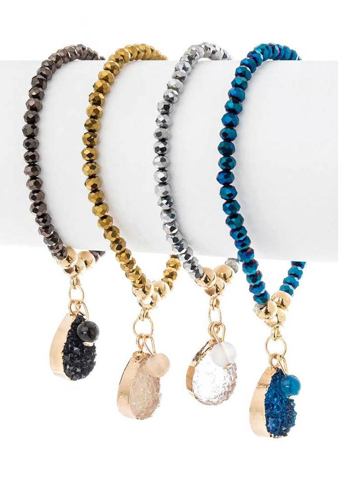 Druzy Drop Crystal Stretch Bracelet Set for wholesale by Artini Accessories