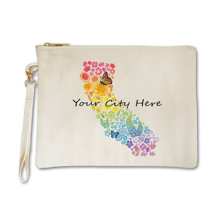 Pochette zippée doublée personnalisable avec poignée pour la vente par SF Mercantile