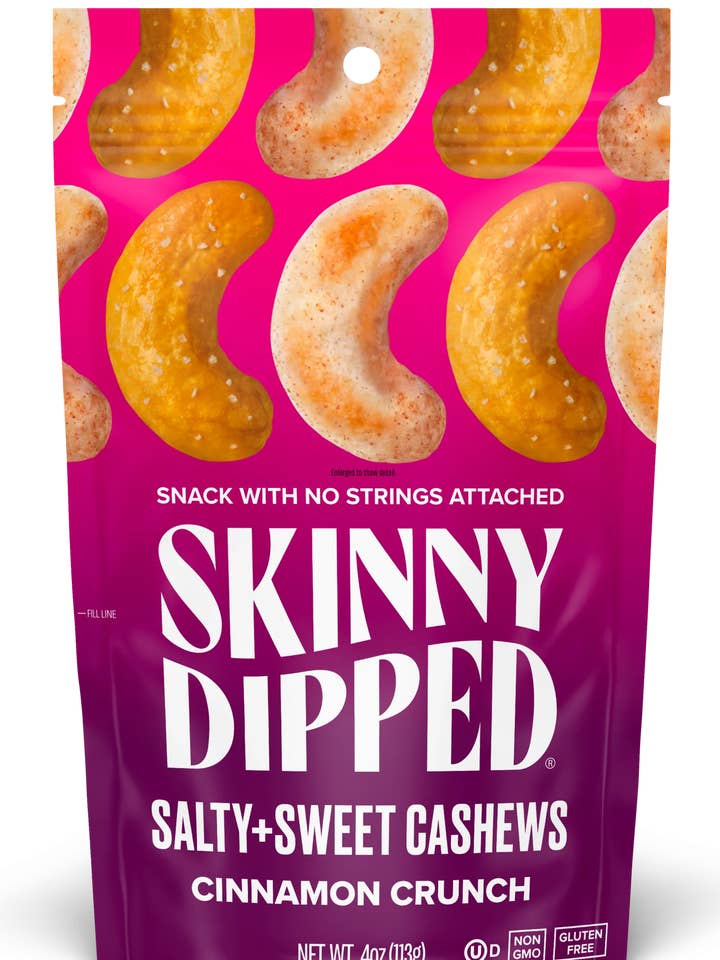 Salty & Sweet Cinnamon Crunch Cashews Pouch, 4oz for wholesale by SkinnyDipped