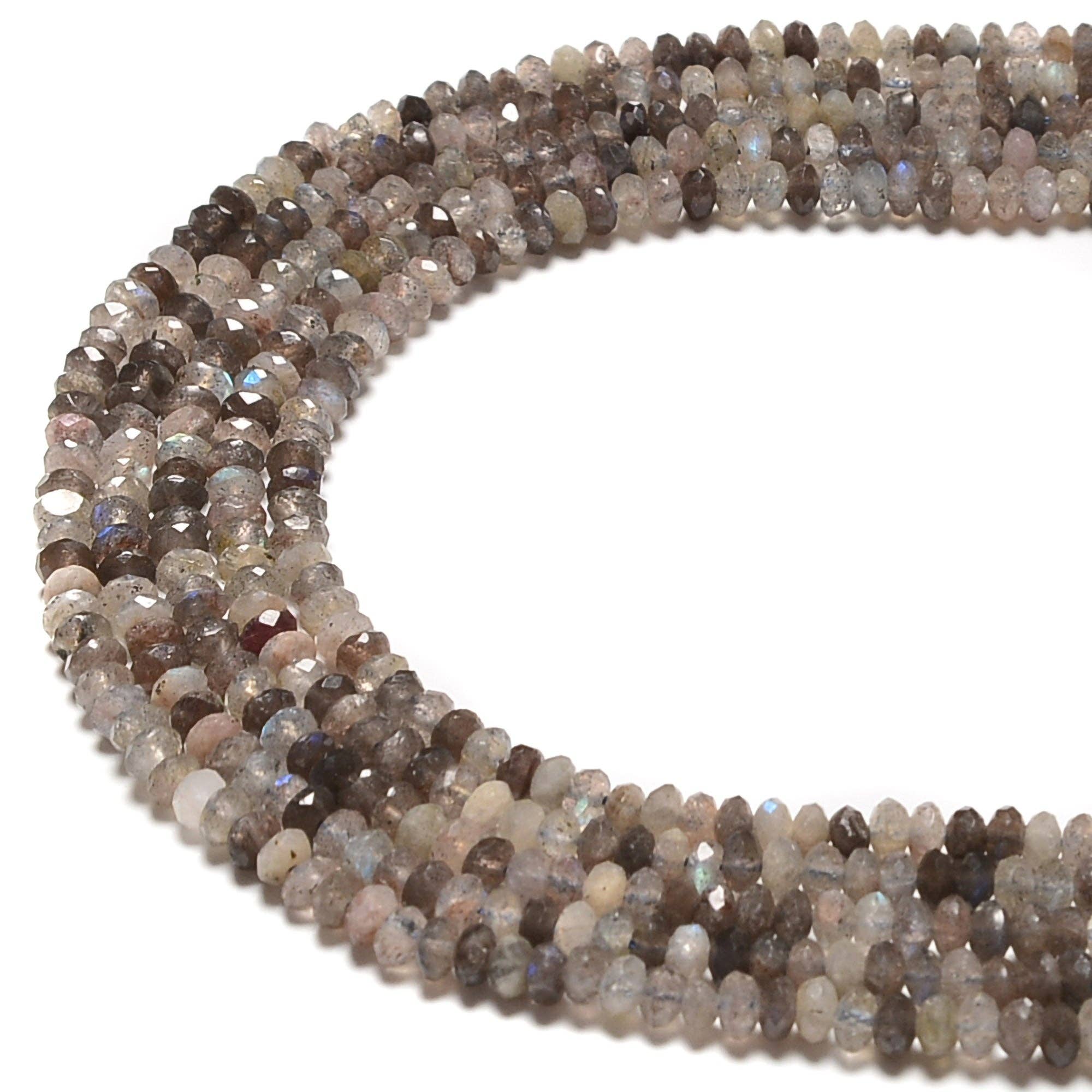CRCBEADS - Vendita all'ingrosso Perline - Perle di Labradorite Multicolore Naturale Grigia Sfaccettata Rondella 3x4mm Filo da 15,5''1