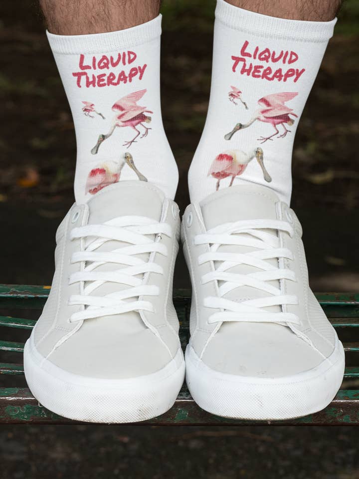 Roseate Spoonbill Socks for wholesale by Liquid Therapy Clothing