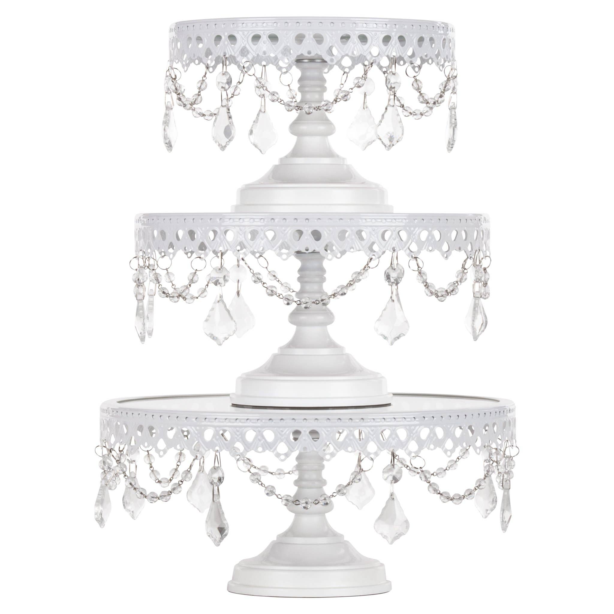 Amalfi Decor - Wholesale Cake Stand - 3-Piece Glass Top Crystal Cake Stand Set - White4