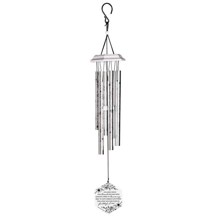 Windchime Iron Sail Angels Wings White for wholesale by Magnolia