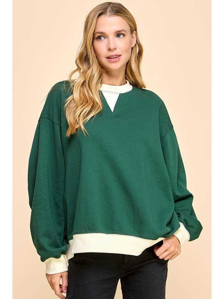 HUNTER GREEN CT9003-Oversized Contrast Rib Band Sweater for wholesale on Faire