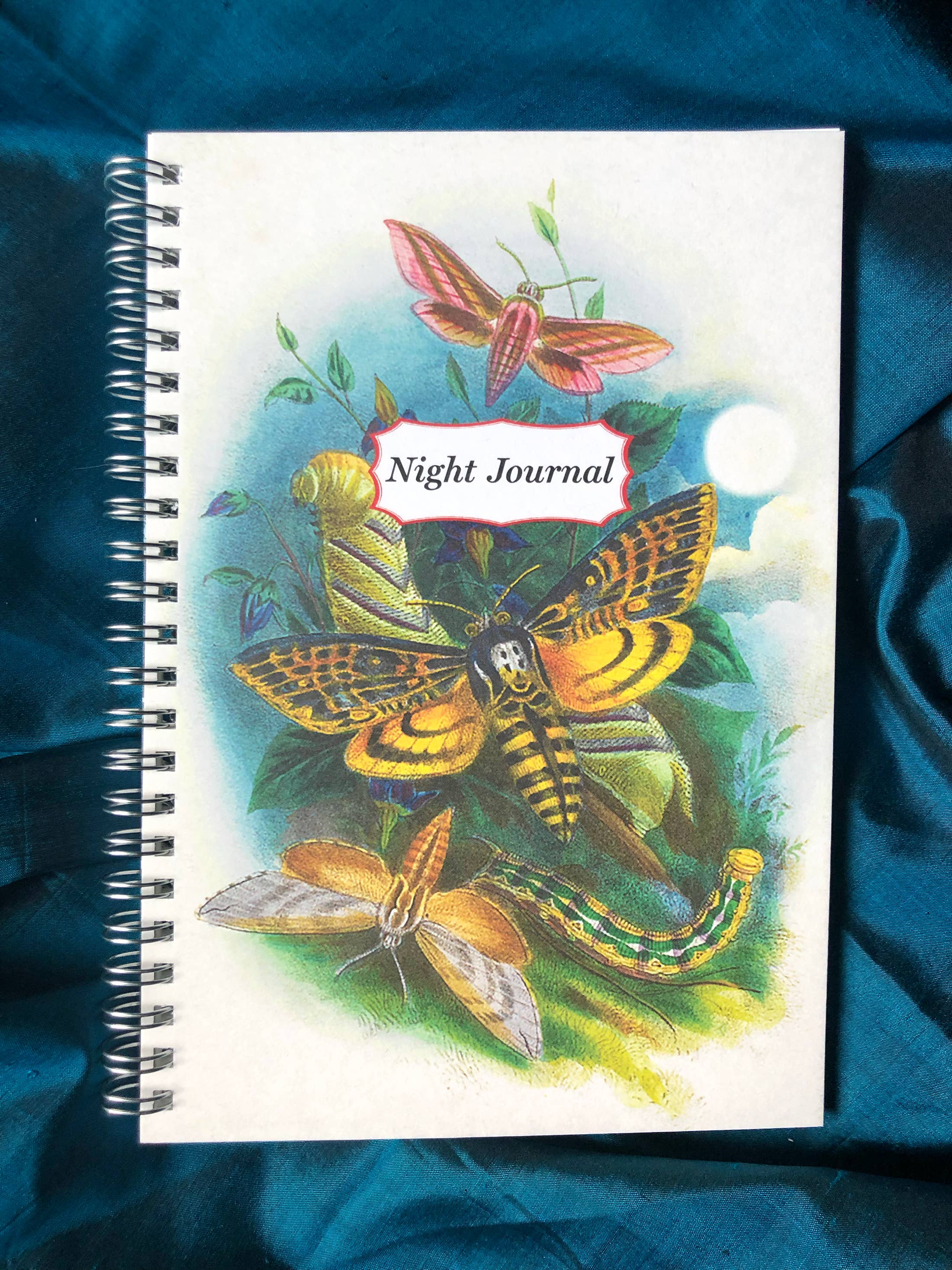 Ivory Tower Studios - Wholesale Journal/Diary - Night Journal Spiral Bound Lined Paper—Moths in Moonlight1