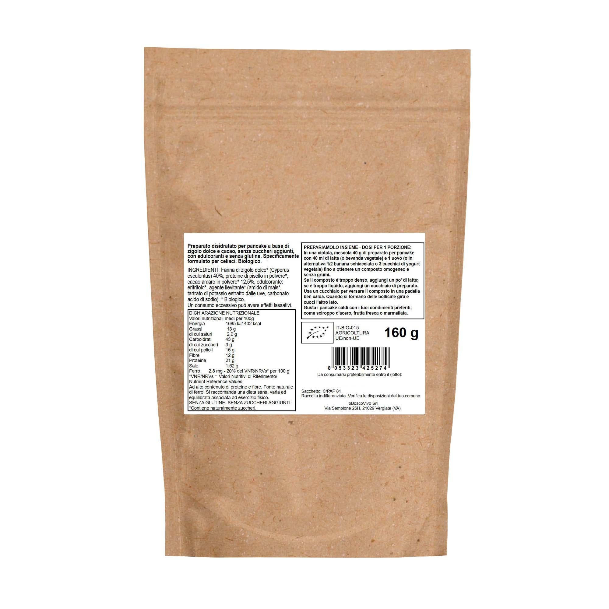 IoBoscoVivo - Wholesale Pancake Mix - Organic Mix for Cocoa and Tiger Nut Protein Pancakes Gluten-Free 160g4