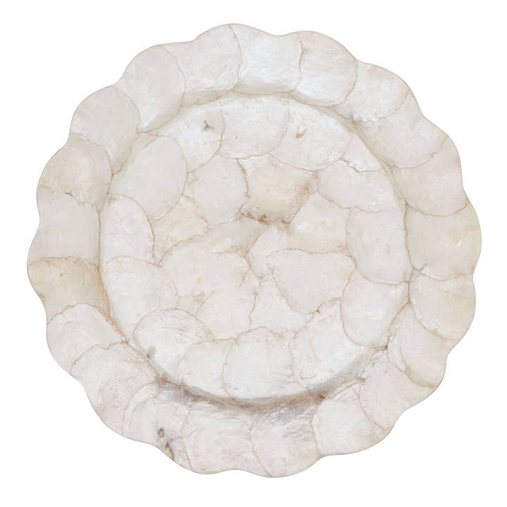 Decorative Capiz Shell Scalloped Charger Plates for wholesale by Saro Lifestyle