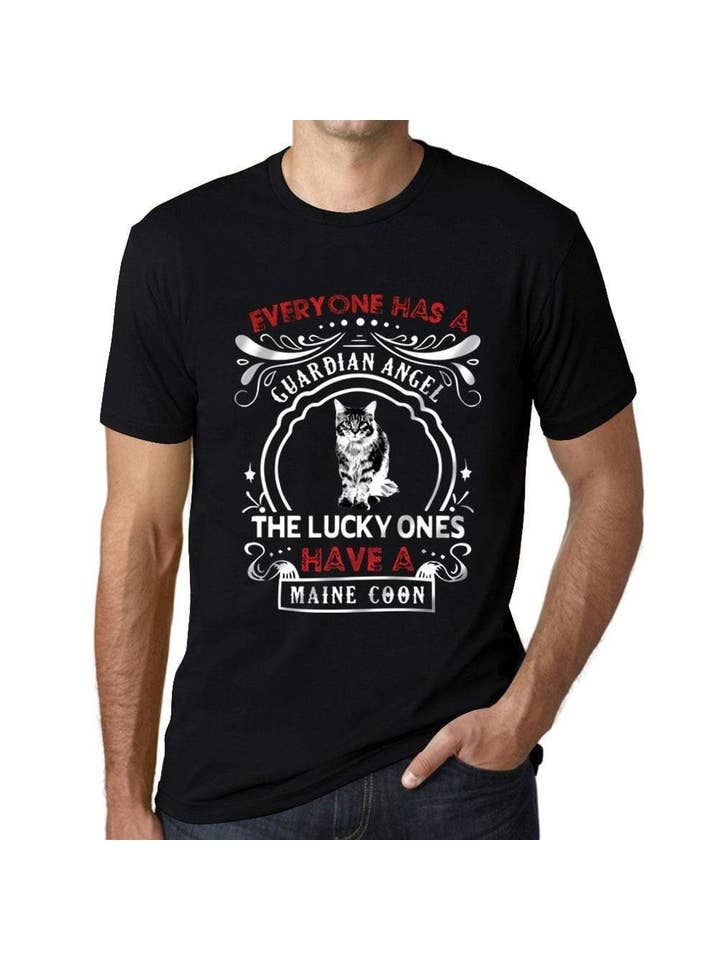 Men's Vintage Tee Shirt Graphic T shirt Maine Coon Cat Deep Black for wholesale on Faire
