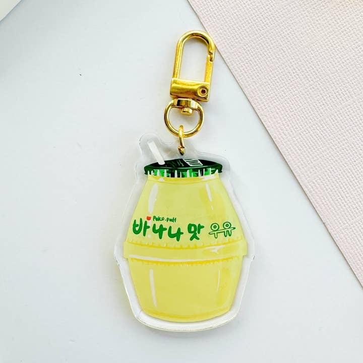 Banana Milk Double-sided Acrylic Keychain with Epoxy for wholesale by PekoPuff