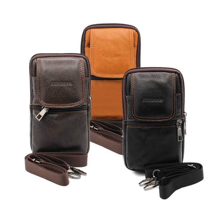 Marron Zerimar 1942 Borsa a tracolla in pelle 100% misure 18x10x4 cm in vendita all'ingrosso su Faire5