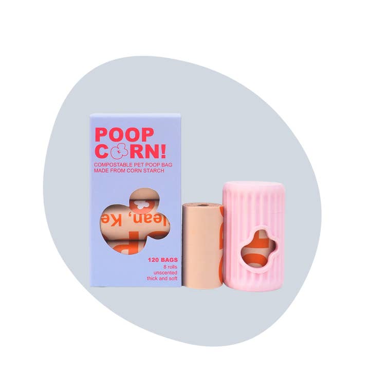POOPCORN - Wholesale Pet Poop Bag Dispenser - Poopcorn Walk Set – 3D printed Dispenser & Biodegradable Bags