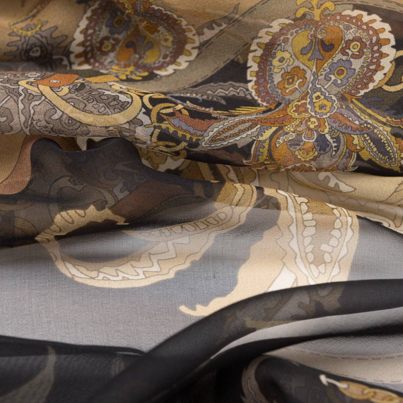 Elizabetta Made in Italy USA – wholesale Halsduk - Dam – Alessandra - Lång Sheer Silkeshalsduk - Svart3