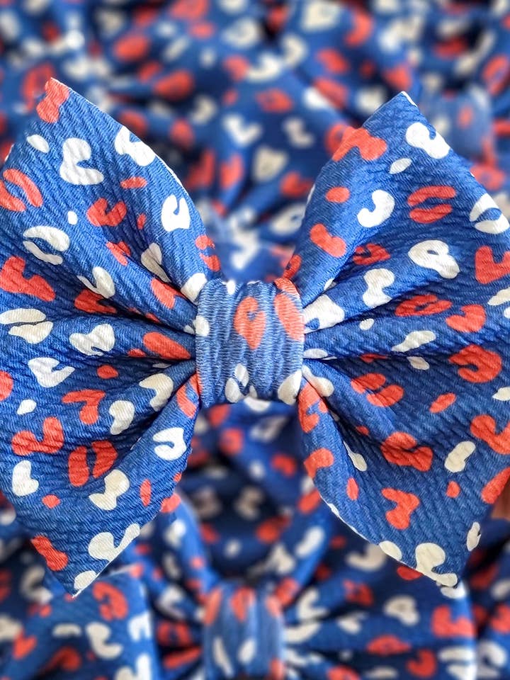Savannah Bow-Patriotic Leopard for wholesale by Dainty Delights Creations