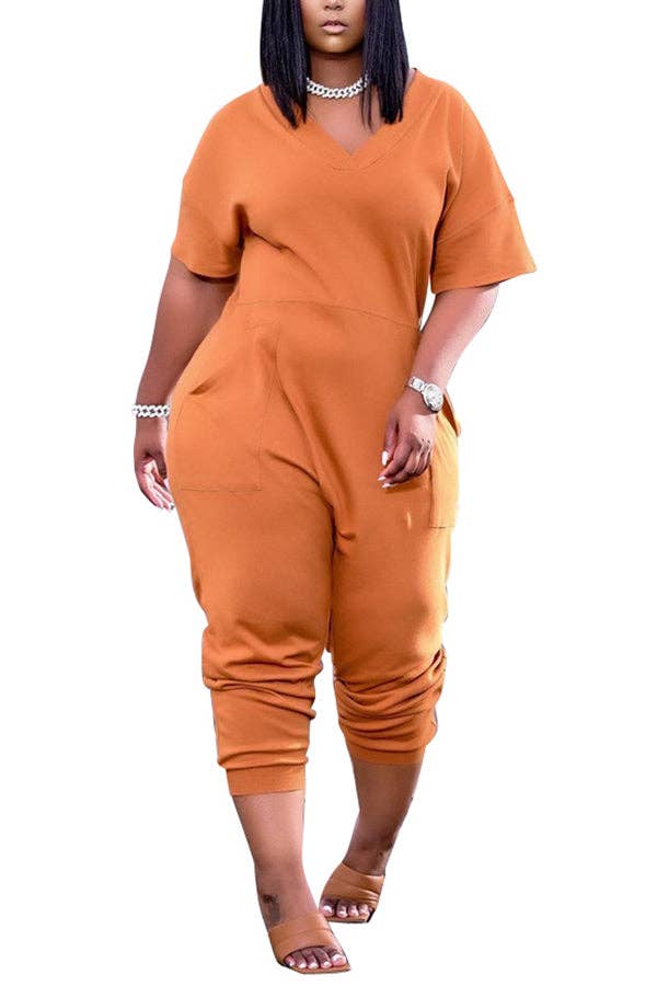 MB Fashion Wholesale - Vente Combinaison – femme - Combinaison sarouel décontractée à col en V et poches MB FASHION 8059R1