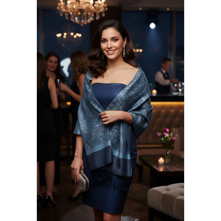 SERENITA – Großhandel Schal – Damen – Jacquard Paisley Pashmina Schal Wendbarer Stola-Wickel14