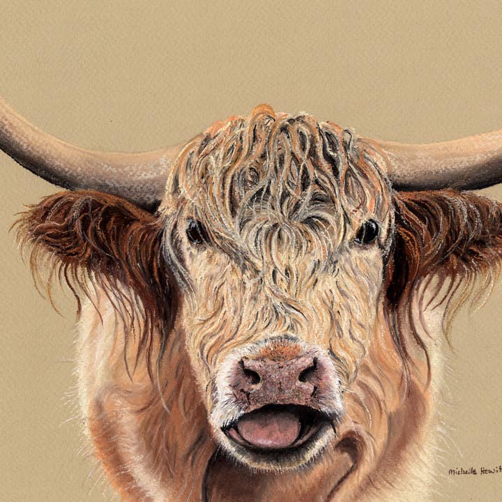 Tryck av originalpastellkonstverk 'Here's Looking at Coo' för wholesale av Michelle Hewitt Wildlife Artist