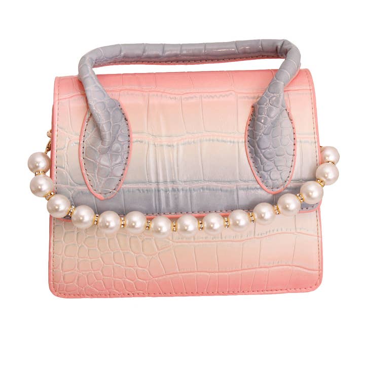 Pink Croc Flap Satchel Handbag for wholesale on Faire