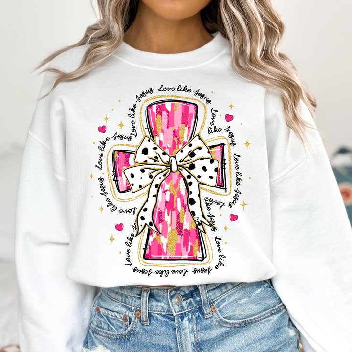 NVC Ecommerce LLC - Wholesale T-Shirt (Graphic) - Women's - Love Like Jesus Christian Valentine Shirt, Jesus Sweater