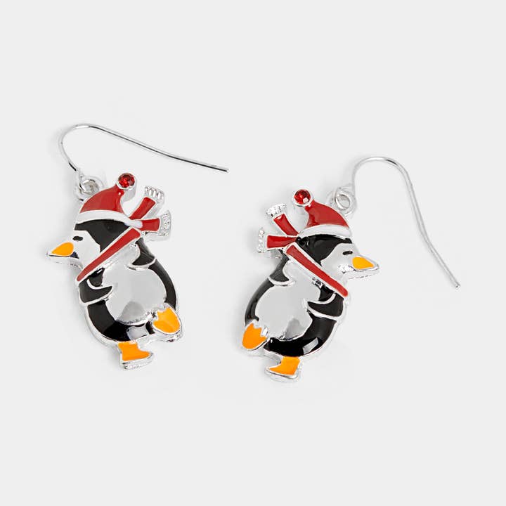 Scarf Penguin Earrings for wholesale by Whispers