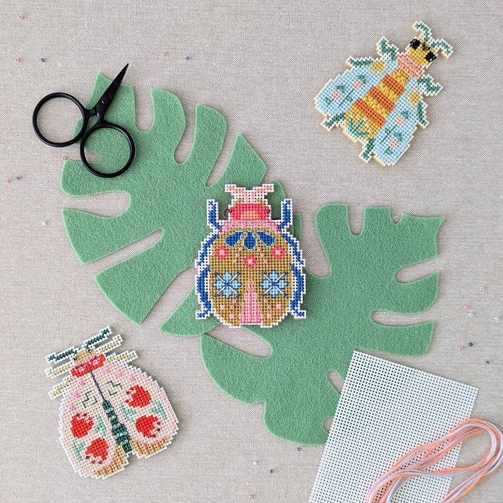 Benzie Design - Wholesale Embroidery/Cross Stitch Supplies - Blooming Bugs Beetle Cross Stitch Kit