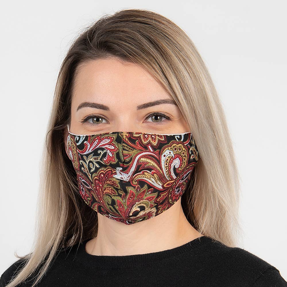 Clayre & Eef – Engroshandel Mundbind – FM0011 Vaskbar ansigtsmaske 13x26 cm brun sort bomuld