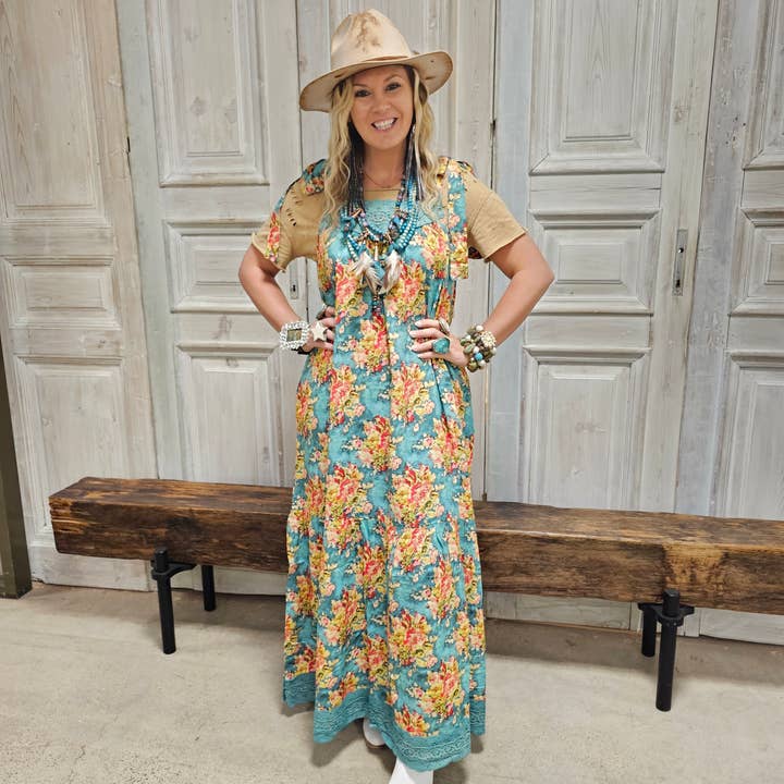 A Rare Bird Shop - Wholesale Dress - Women's - Teal Floral Dress