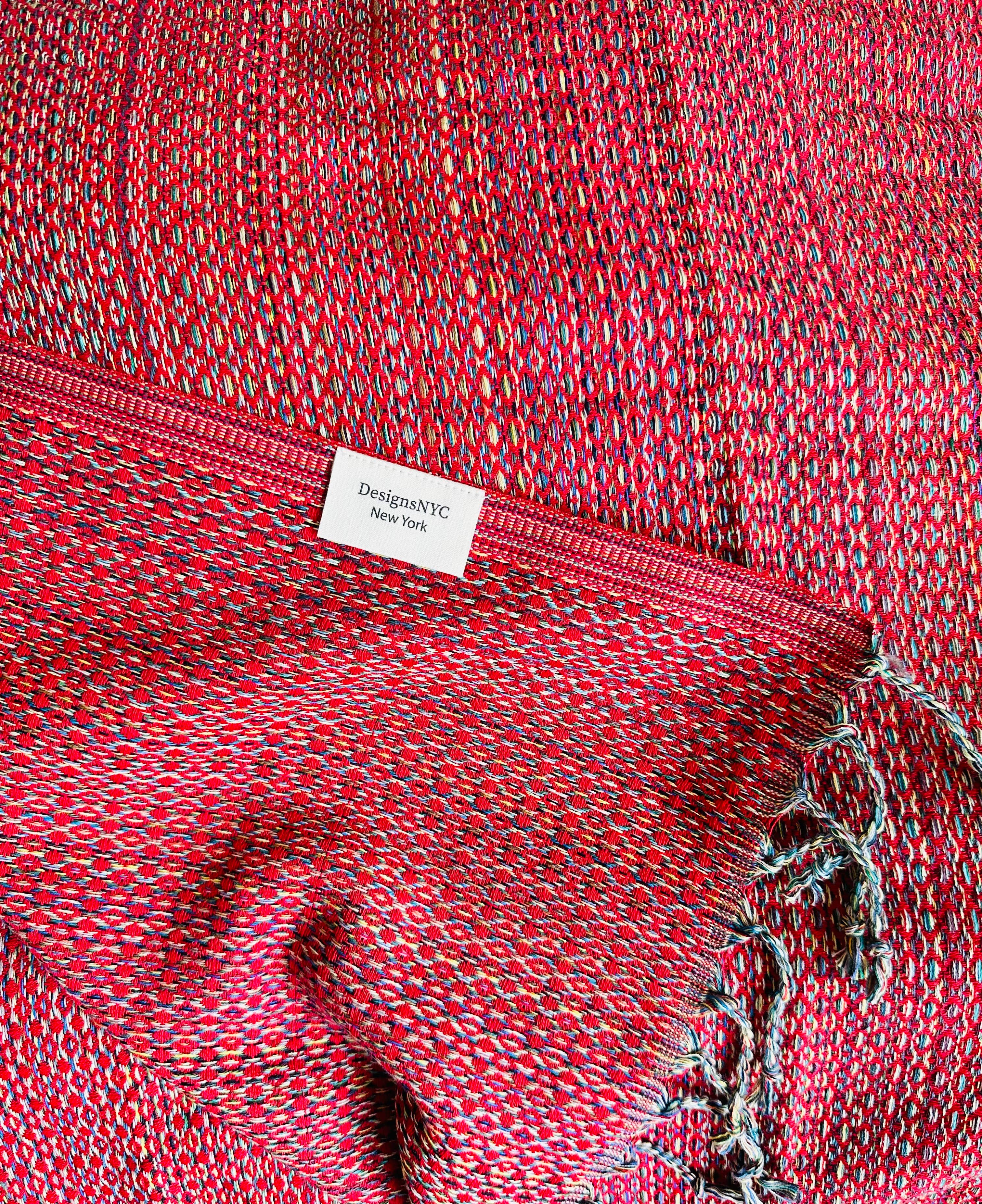 DesignsNYC - Vente Plaids - Plaid surdimensionné en coton turc, bordeaux0