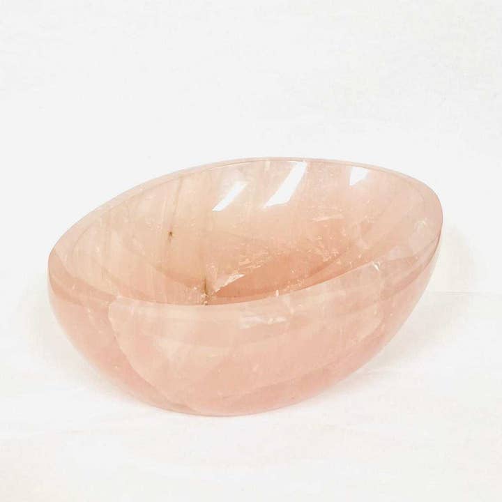 Bol en quartz rose sculpté à la main grand 6"-7" env. pour la vente par Vrinda