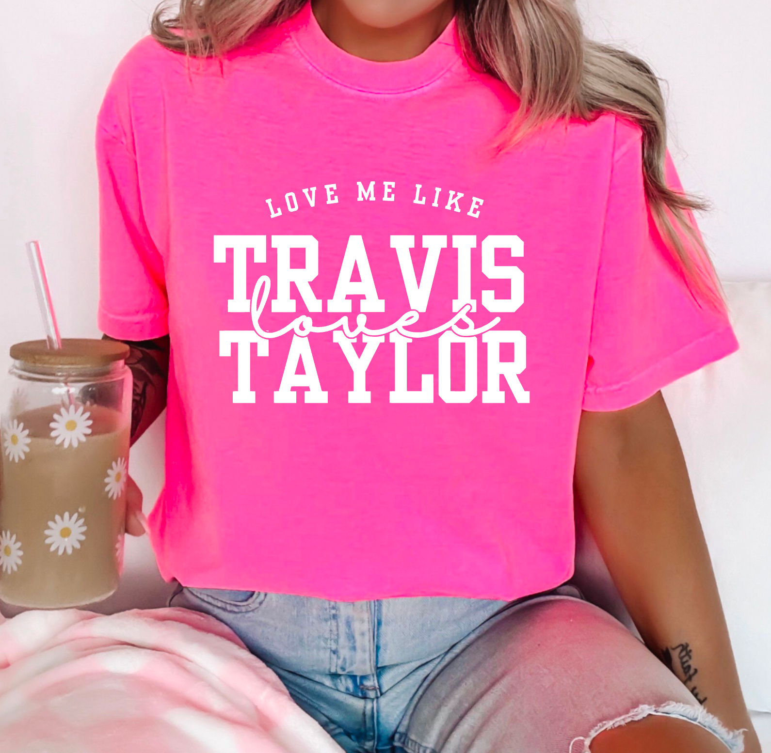 Gia Gifts Boutique - Wholesale Screen Printed T-Shirt - Women's - Love Me Like Travis Loves Taylor Graphic Tee | Taylor Swift0