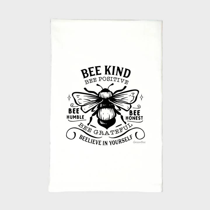 Bee Virtues Towel | Tea Towels | Positive Kitchen Towels for wholesale by Green Bee Tea Towels