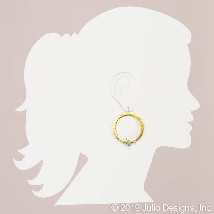 Julio Designs – wholesale Hängande örhängen – ER117 hamrade cirkel örhänge med tråd lindade Cross Accent2