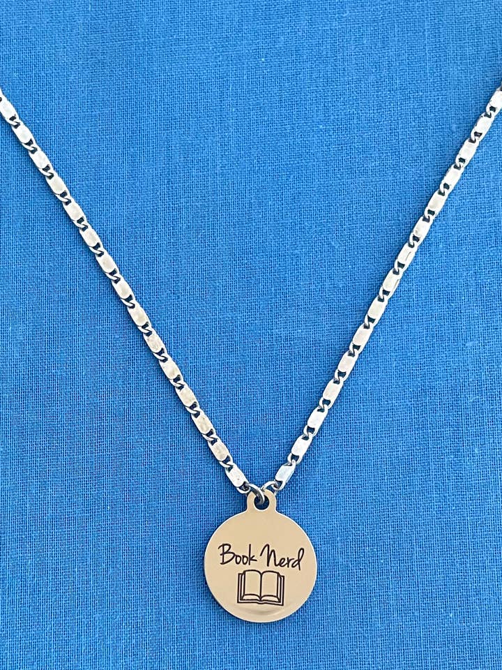 Book Nerd Necklace for wholesale by Luscious Jewelry