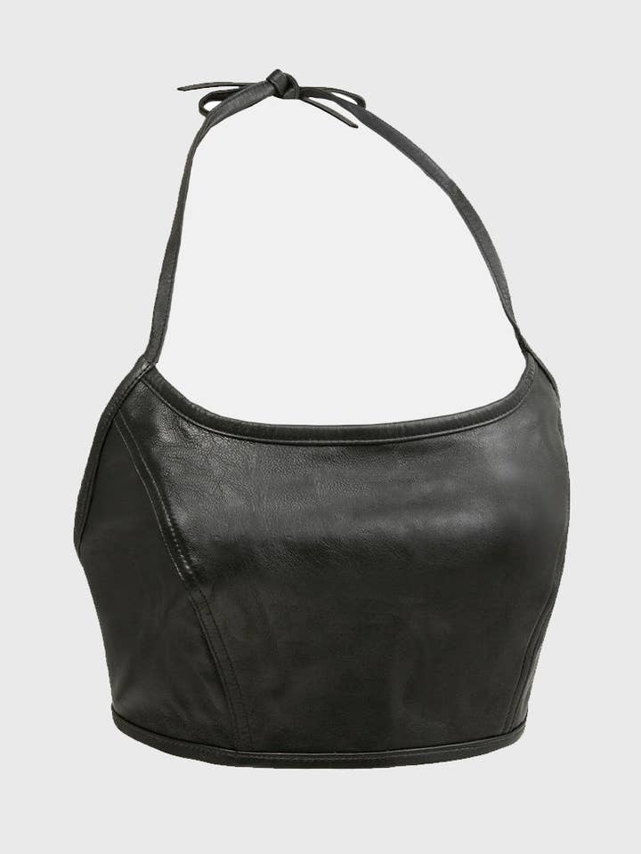 Black Roxy - Fashion Leather Halter Top for wholesale on Faire0