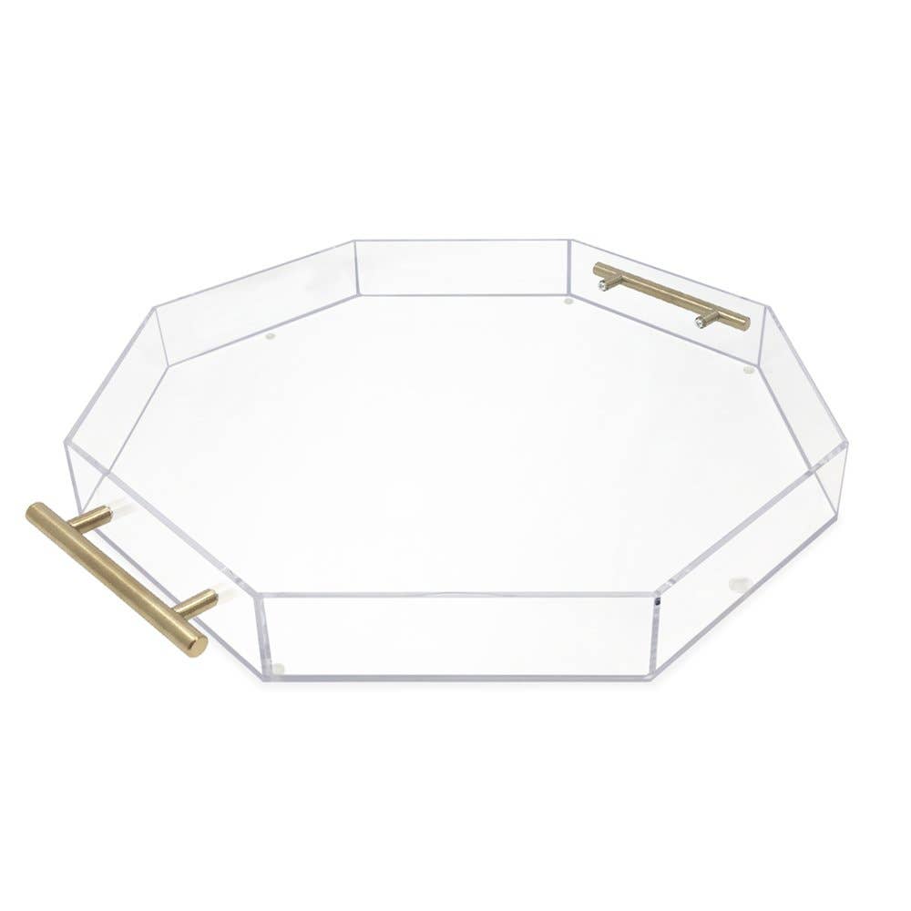 Isaac Jacobs International - Wholesale Serving Tray - Isaac Jacobs Clear Acrylic Serving Tray with Metal Handles16