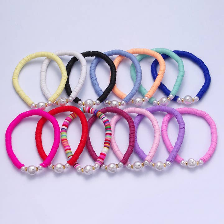 Arm Candy Heishi Bead Bracelet with Fresh Water Pearl for wholesale by Aim Eternal