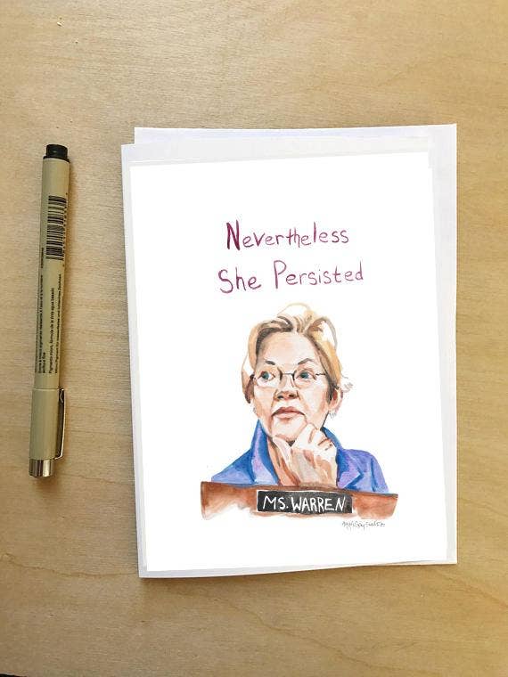 Gray Day Studio - Wholesale Everyday Greeting Card - Persisted- Elizabeth Warren portrait and quote Card0