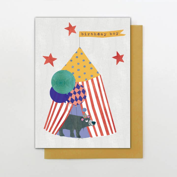 DAG14 - Bjørn & Cirkus Telt Fødselsdagsdreng for engroshandel hos Stop the Clock Design