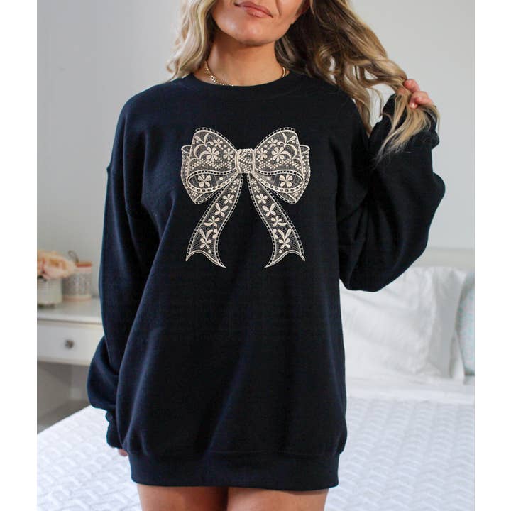 Lace Bow Sweatshirt for wholesale by Serendipity Tees
