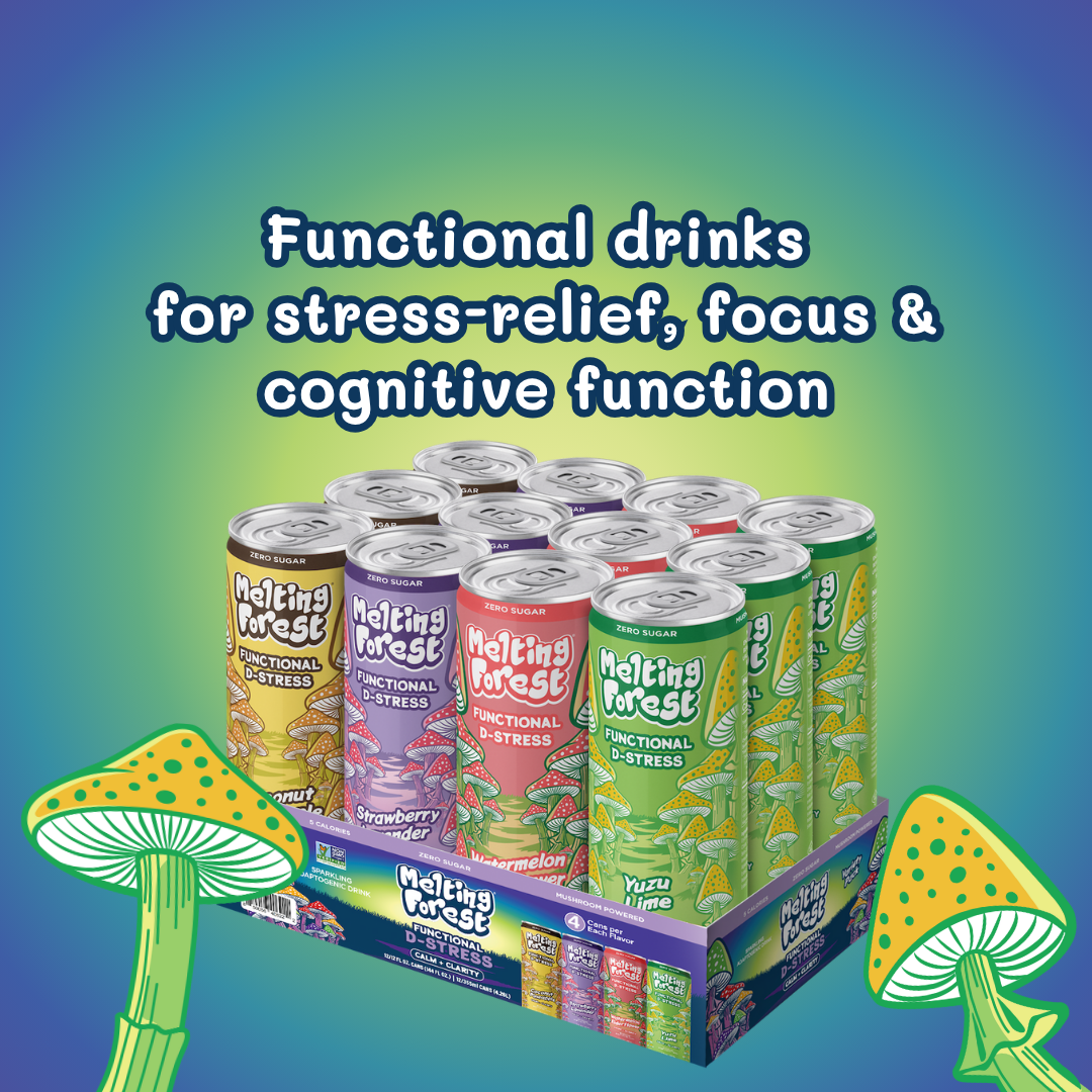 Melting Forest - Vente Eau gazeuse - Boisson aux champignons | Anti-stress | Pack varié5