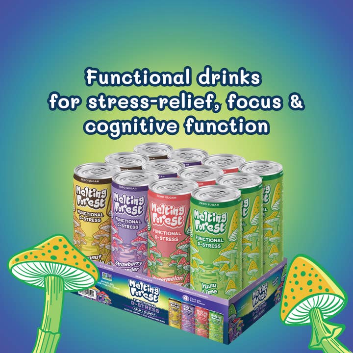 Melting Forest - Wholesale Sparkling Water - Mushroom Drink | Stress Relief | Variety Pack 5
