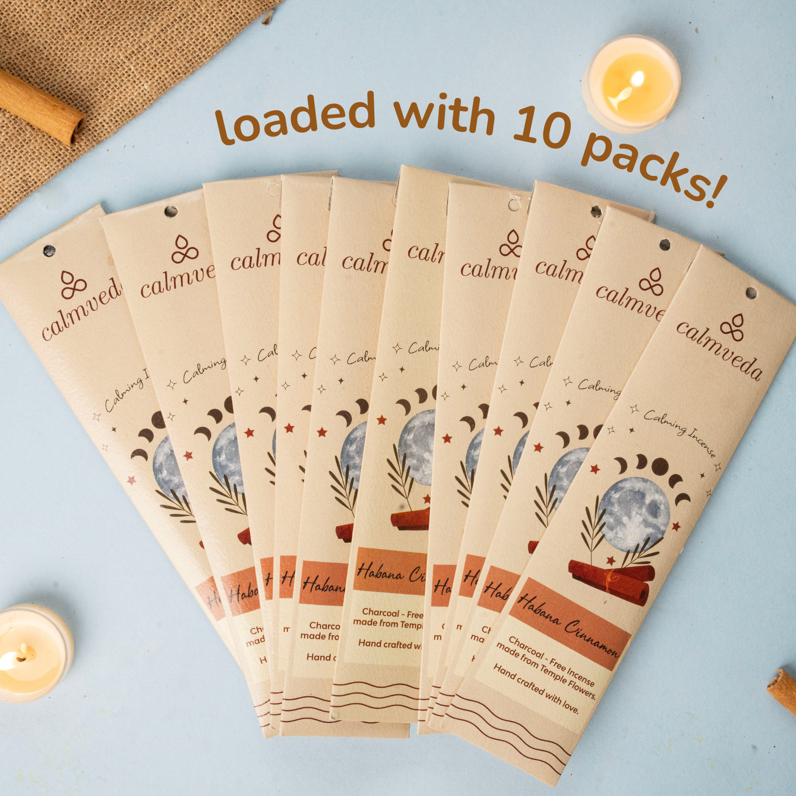 Calmveda Incense & Aromatherapy - Vendita all'ingrosso Incensi - Espositore di Incenso alla Cannella Havana (10 x 12 Bastoncini) Senza Carbone2