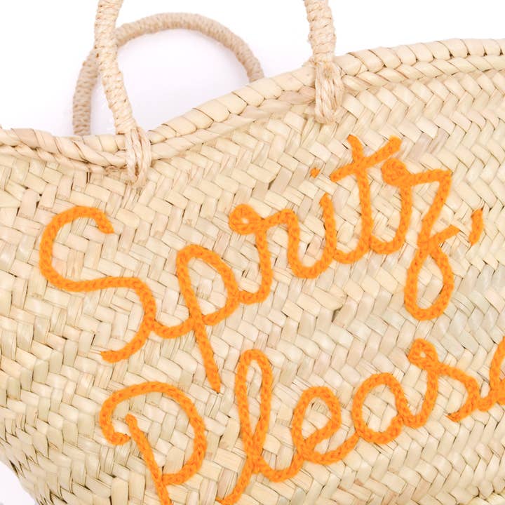 King Of Handmade - Wholesale Beach Bag - Handwoven Spritz Basket with Orange Cocktail Design